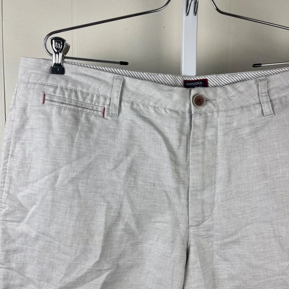 UNTUCKit Chino Shorts Mens‎ Size 40 Light Gray Linen Cotton Blend 10